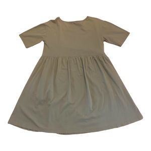 Zara Khaki Baby Doll Dress Pockets Mixed Media Women’s Small